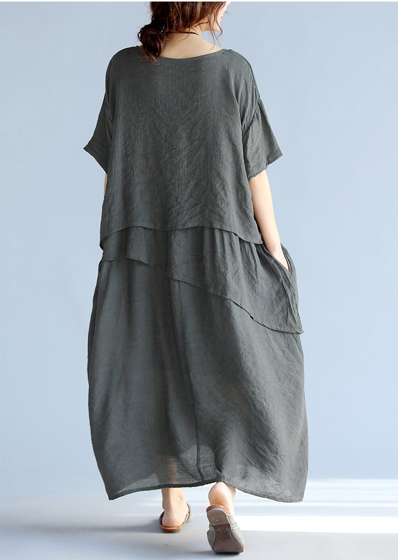 Plus Sizes Summer Women Linen Long Dresses-Dresses-Free Shipping at meselling99