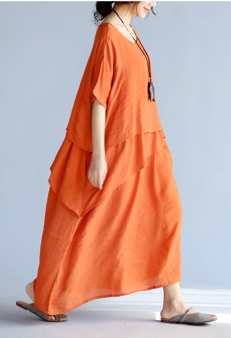 Plus Sizes Summer Women Linen Long Dresses-Dresses-Free Shipping at meselling99