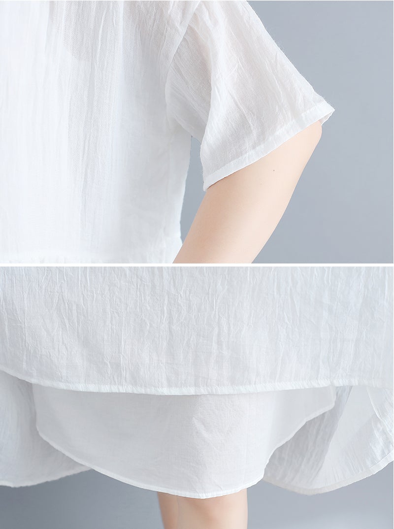 White Casual Summer Long Dresses Sets for Women-Dresses-White-One Size-Free Shipping at meselling99