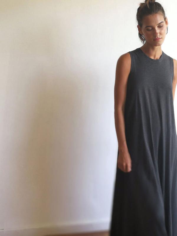 Simple Solid Sleeveless Round-neck Long Dress-Maxi Dress-Free Shipping at meselling99