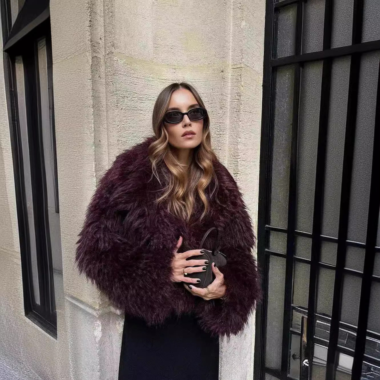 Stylish Short Eco-Friendly Faux Fur Jacket