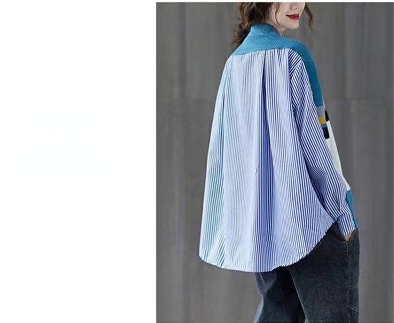 Vintage Long Sleeves Striped Knitting Women Cardigan Sweaters