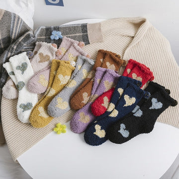 Jacquard Heart Women's Coral Fleece Socks