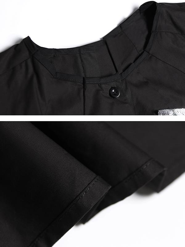 Black Oversize Asymmetric Stars Dress-Maxi Dreses-Free Size-Black-Free Shipping at meselling99
