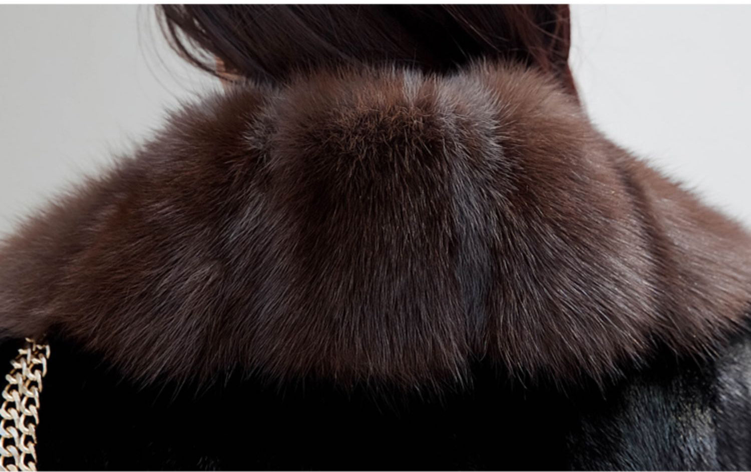 Women's Mink Fur Collar Faux Fur Coat