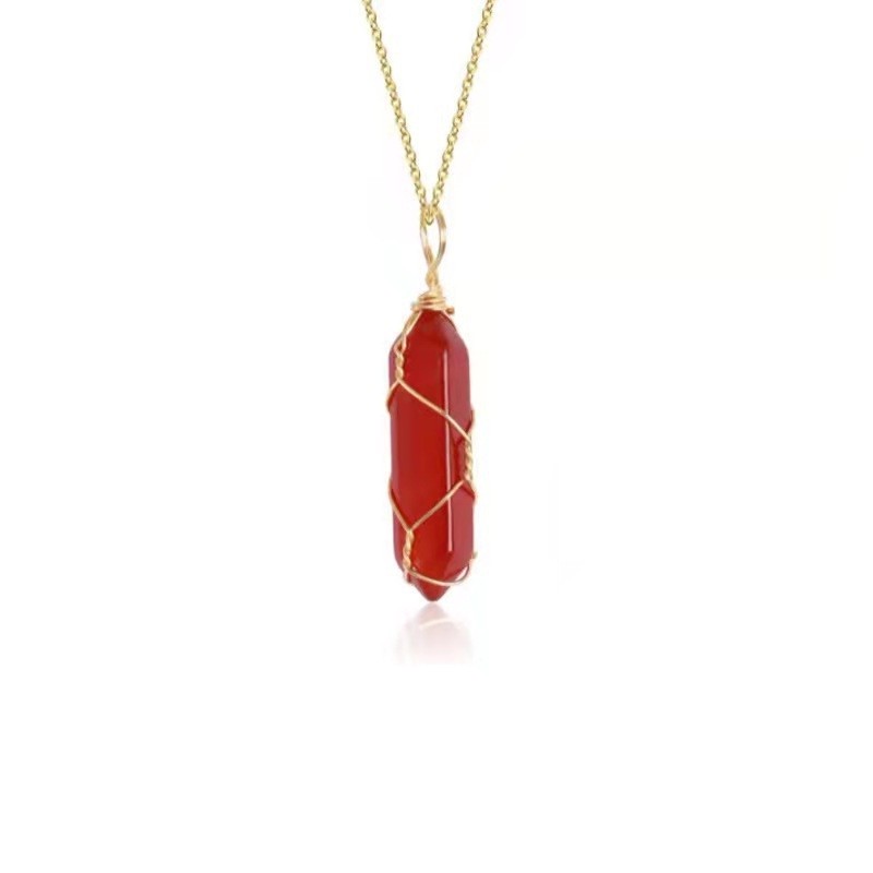 Copper Wire Hexagonal Prism Pendant Necklace