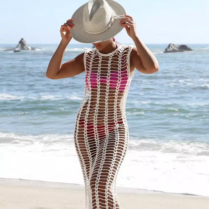 Summer White Mesh Crochet Bikini Cover Ups