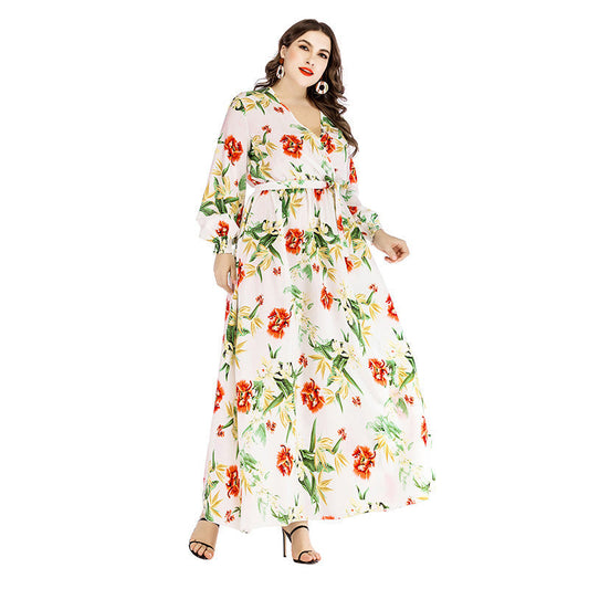Summer Plus Sizes Dresses Floral Print-Dresses-Free Shipping at meselling99