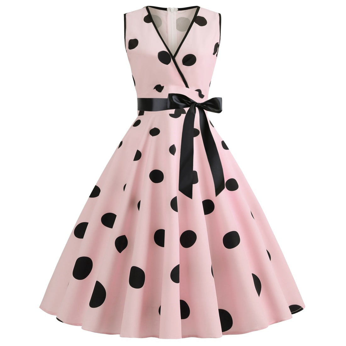 Summer Sleeveless Polka Dot Dresses-Dresses-Pink-S-Free Shipping at meselling99