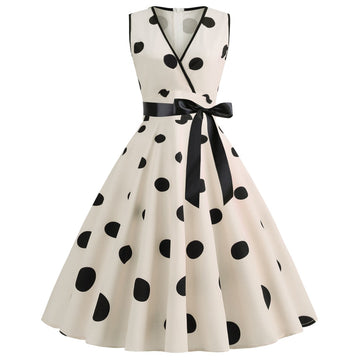 Summer Sleeveless Polka Dot Dresses-Dresses-Apricot-S-Free Shipping at meselling99