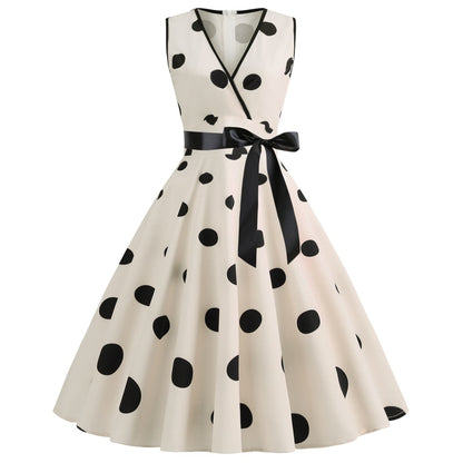 Summer Sleeveless Polka Dot Dresses-Dresses-Apricot-S-Free Shipping at meselling99