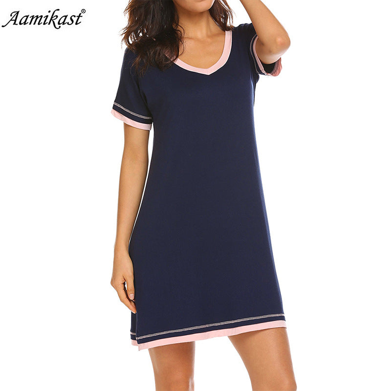 Casual Cotton Short Sleeves Sleepwear Dresses