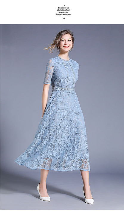 Summer Short Sleeves Women Lace Dresses
