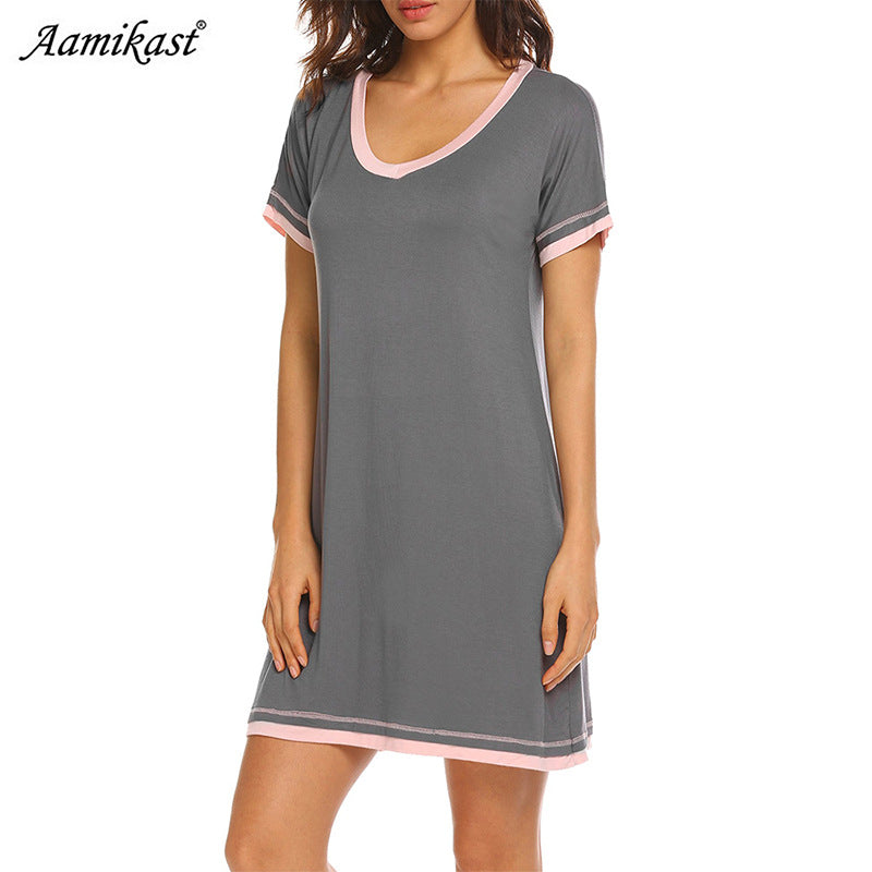 Casual Cotton Short Sleeves Sleepwear Dresses