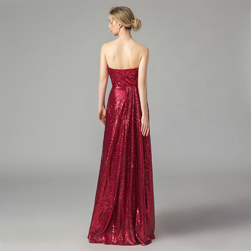 Sexy Women Red Strapless Long Evening Party Dresses-Dresses-Free Shipping at meselling99