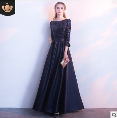 Elegant Brilliant Women Party Long Evening Dresses-Dresses-Navy Blue-US2-Free Shipping at meselling99