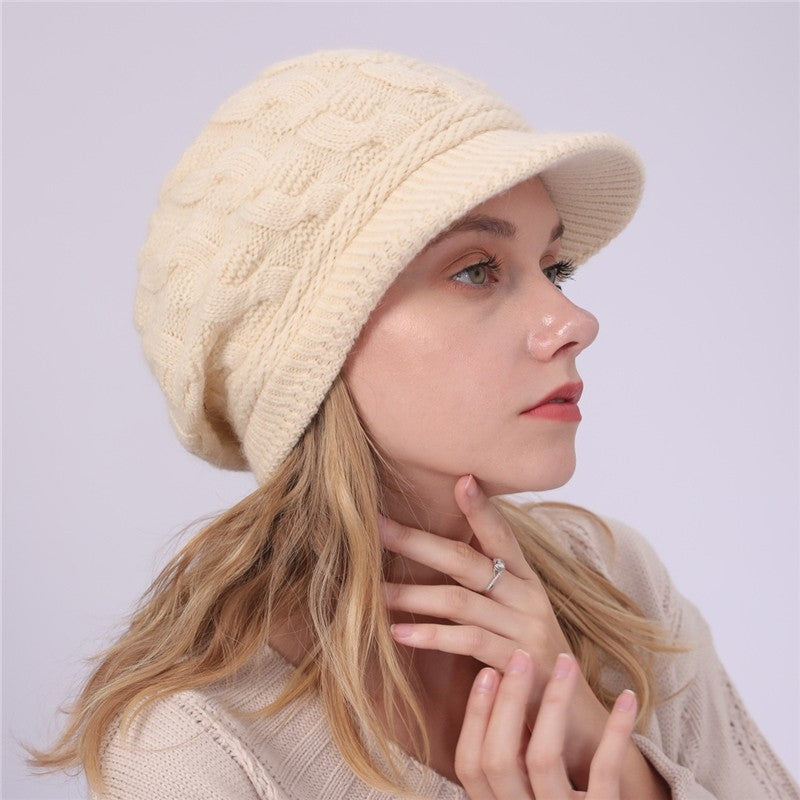 Solid Color Cable Knitted Cap