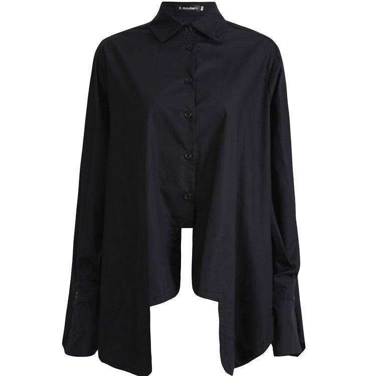 Women's White Oversized Shirt – Irregular Hem Loose Fit Blouse