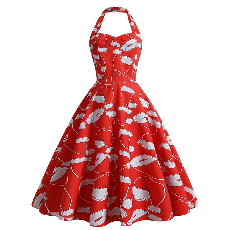 Women Halter Christmas Man Sleeveless Sexy Dresses-Vintage Dresses-1-S-Free Shipping at meselling99
