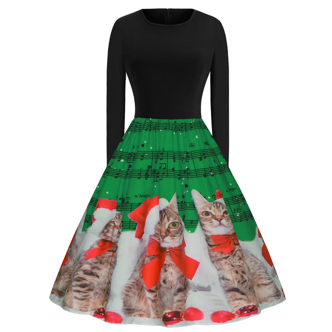 Women Long Sleeves Musical Not Christmas Winter Dresses-Vintage Dresses-Red-S-Free Shipping at meselling99