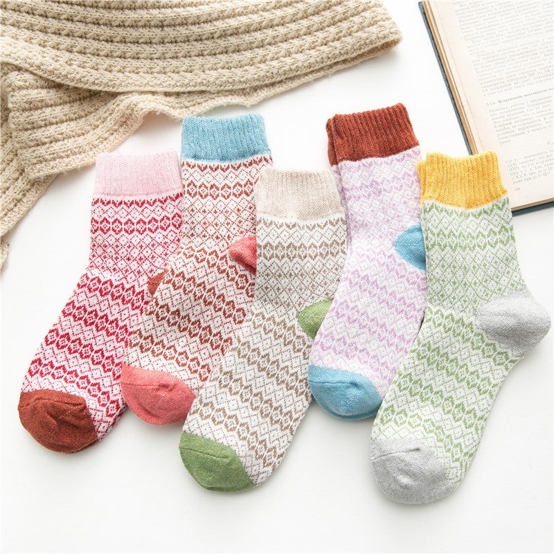 Print Breathable Striped Absorb Sweat Sock(A Set Of Five Pairs)