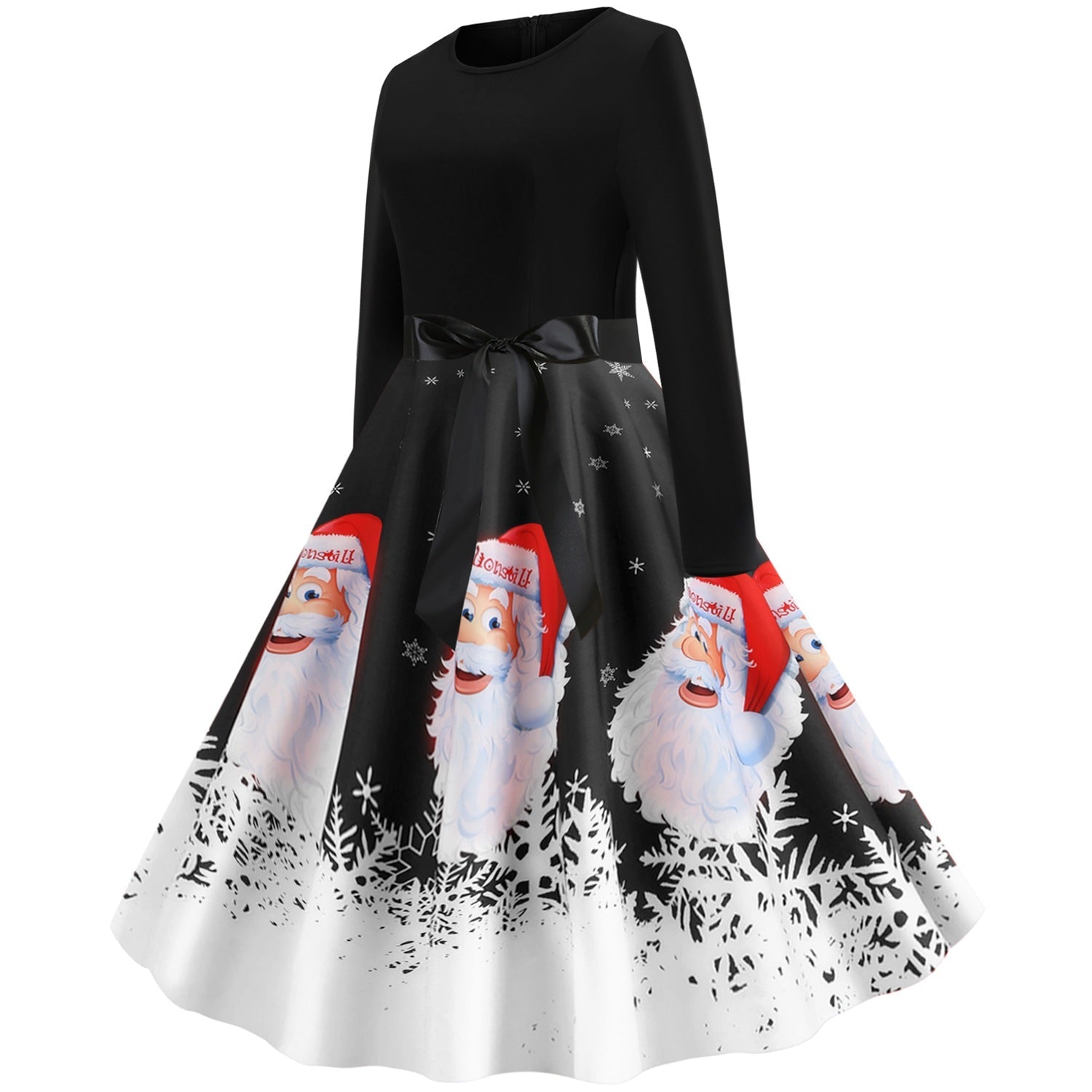 Vintage Merry Christmas Round Neck Long Sleeves Dresses--Free Shipping at meselling99