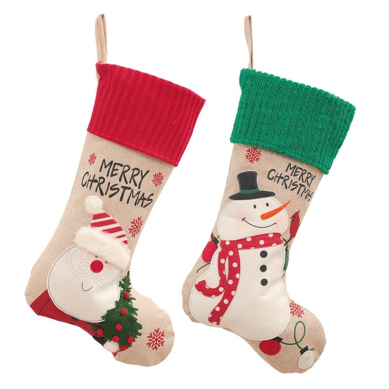 Snowman Santa Sock Gift Bag Christmas Decoration