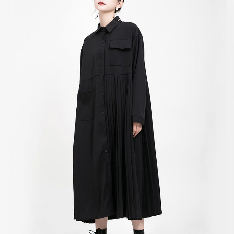 Black Casual Women Long Shirts Cozy Dresses-Fall Dresses-Black-One Size-Free Shipping at meselling99