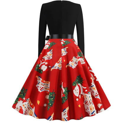 Merry Christmas Women Long Sleeves Winter Dresses-Vintage Dresses-Free Shipping at meselling99
