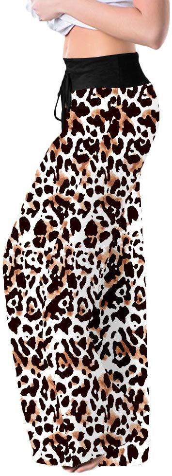 Women's Leopard Print Comfort Stretchy Lounge Pants – Relaxed Fit Wide-Leg Sleep Pants