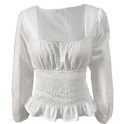 Fashion Square Neckline Long Sleeves T Shirts for Women