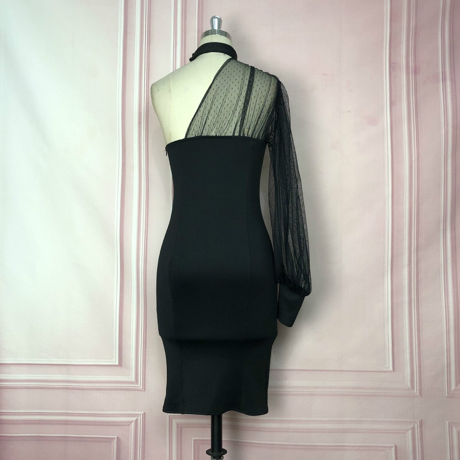 Black See Through Net High Waist Bodycon Dresses-Sexy Dresses-Free Shipping at meselling99