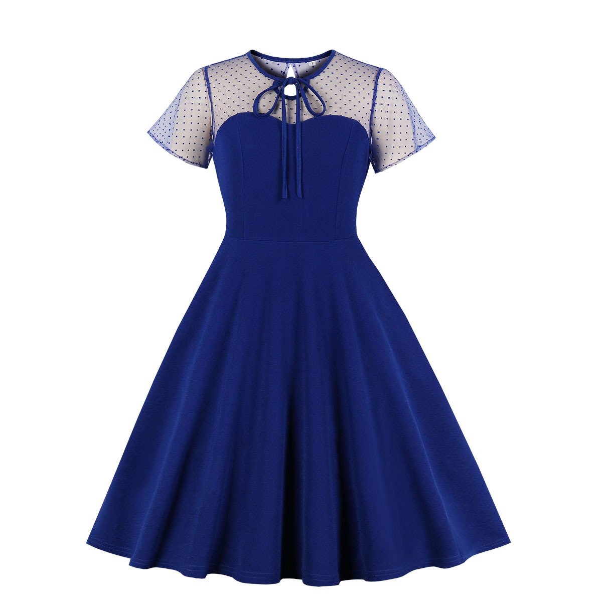 Retro Women Short Sleeves Net Dot Ball Sleeves-Vintage Dresses-Free Shipping at meselling99