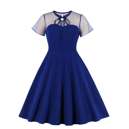 Retro Women Short Sleeves Net Dot Ball Sleeves-Vintage Dresses-Free Shipping at meselling99