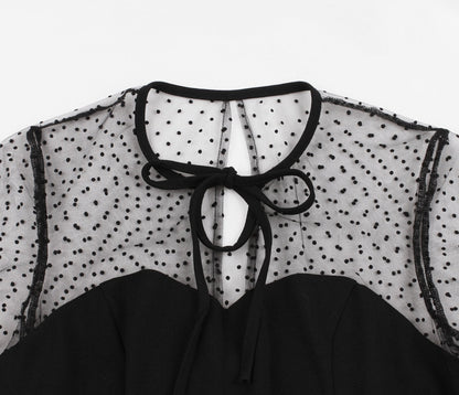 Retro Women Short Sleeves Net Dot Ball Sleeves-Vintage Dresses-Free Shipping at meselling99