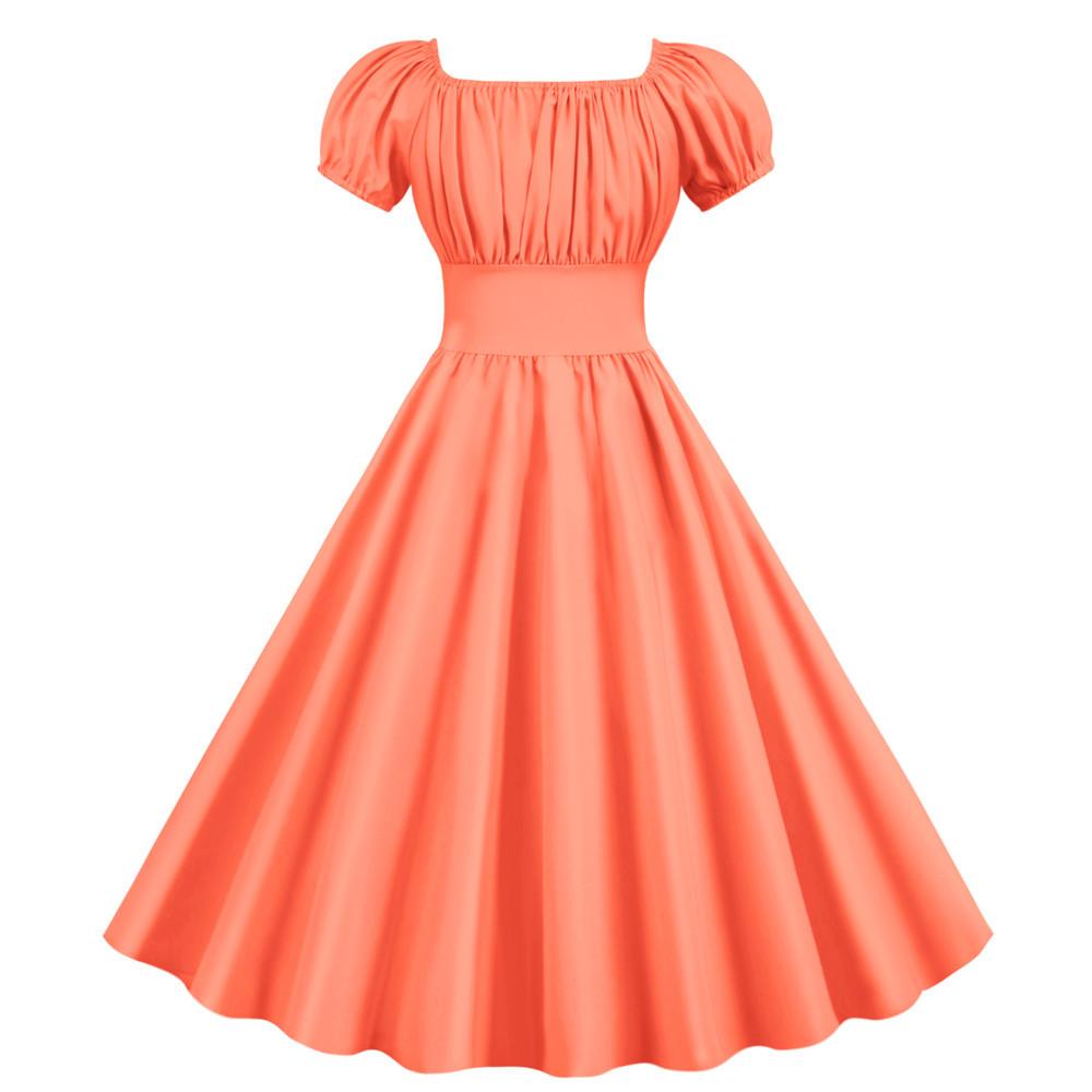 Women Square Neck Casual Retro Dresses-Vintage Dresses-Free Shipping at meselling99