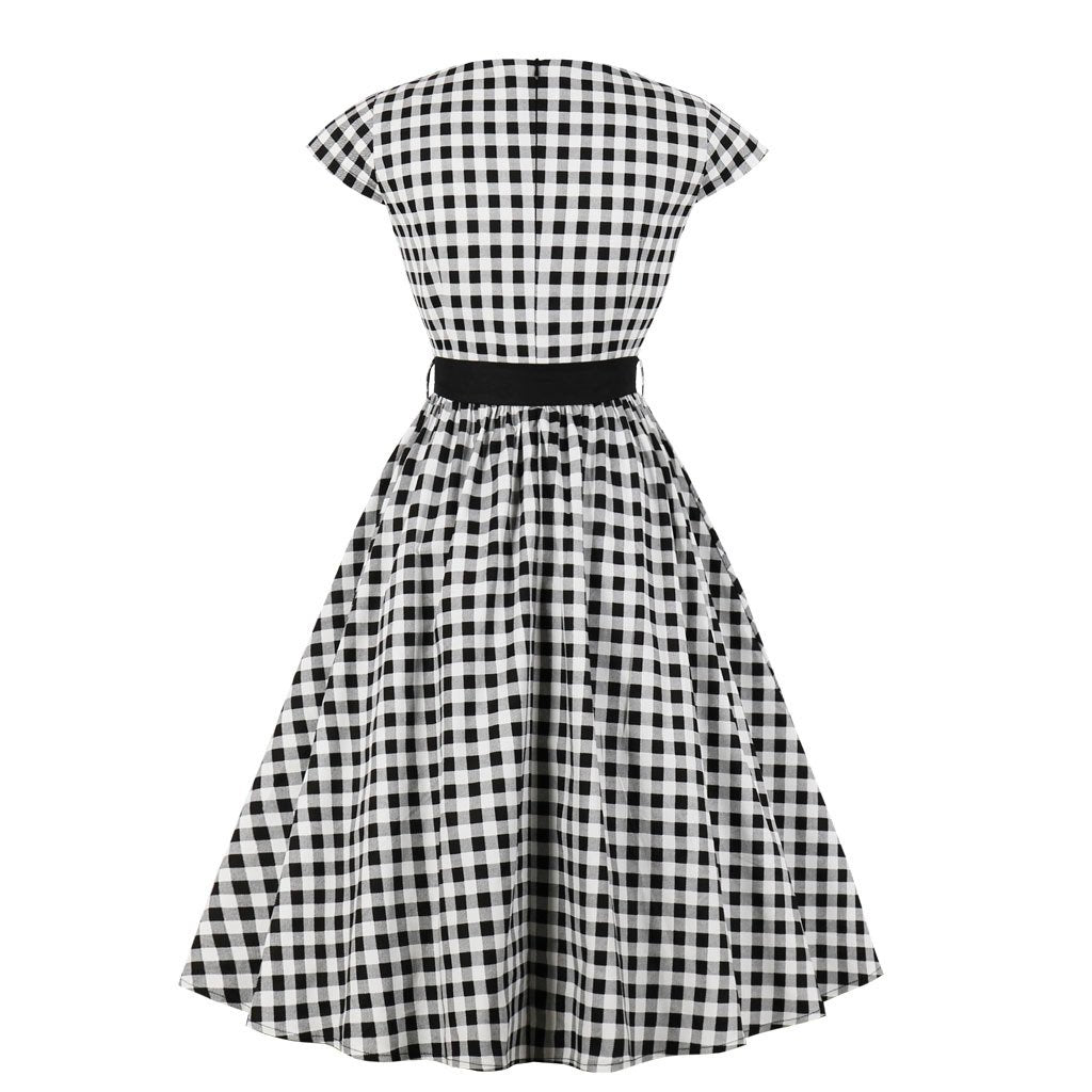 Women Regular Waist Dot Print Plus Sizes Midi Dresses-Vintage Dresses-Free Shipping at meselling99