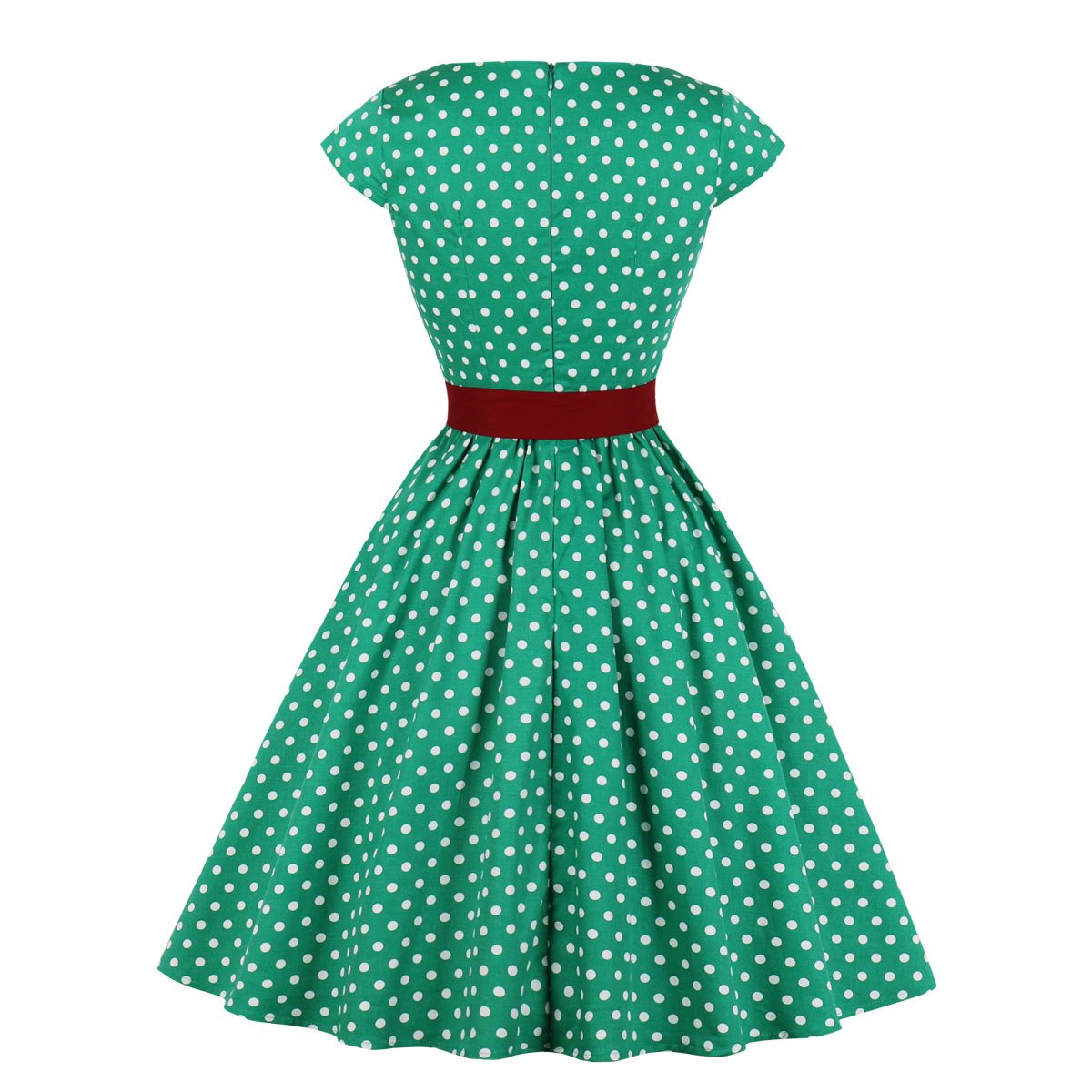 Women Regular Waist Dot Print Plus Sizes Midi Dresses-Vintage Dresses-Free Shipping at meselling99