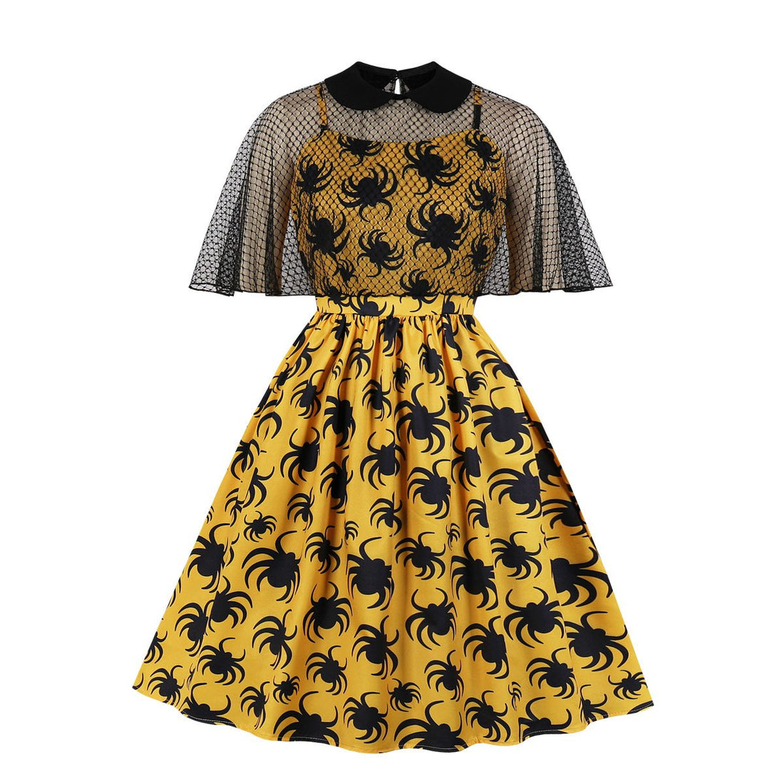 Retro Women Floral Print Net Short Sleeves Dresses-Vintage Dresses-Free Shipping at meselling99