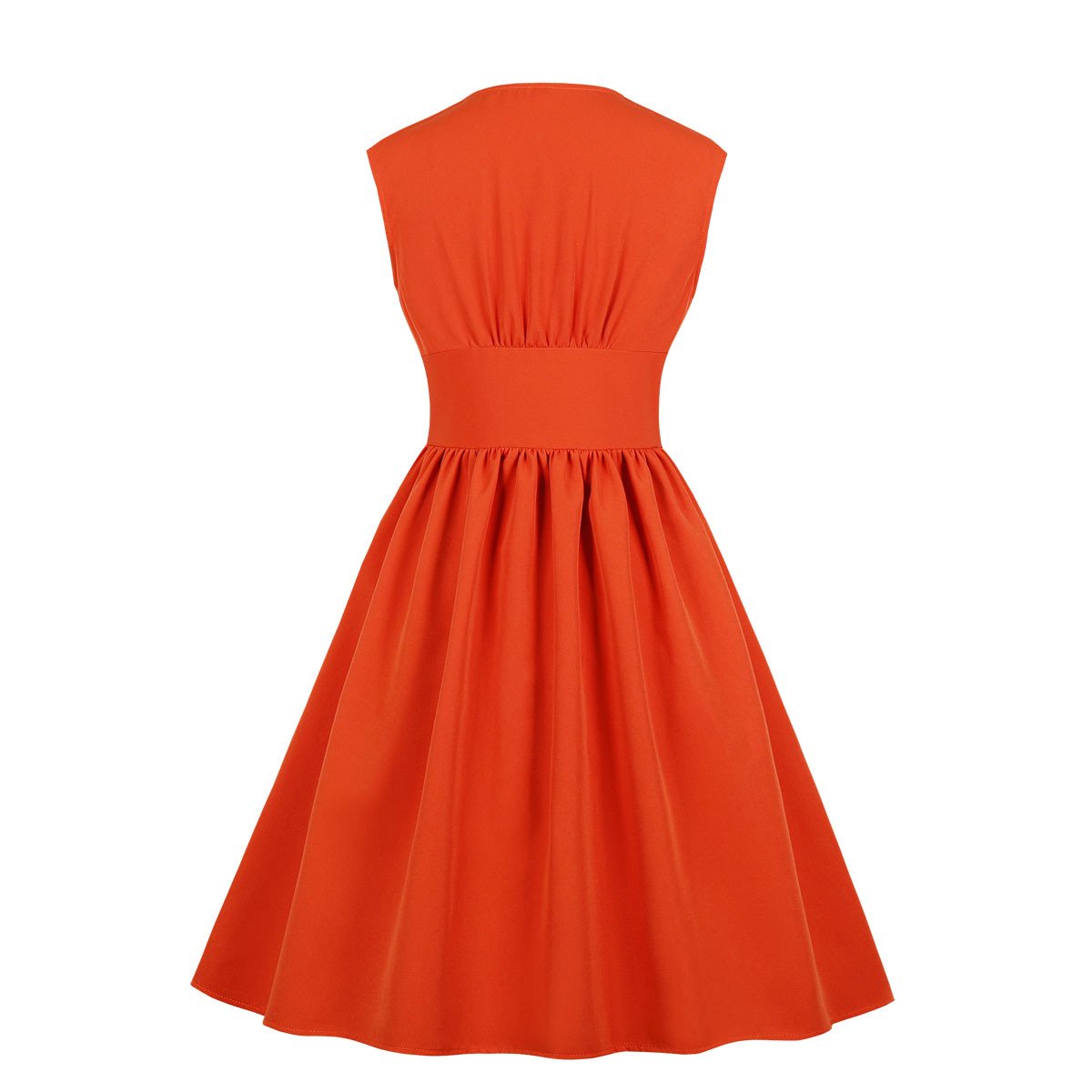 Vintage Button Floral Print High Waist Dresses-Vintage Dresses-Free Shipping at meselling99