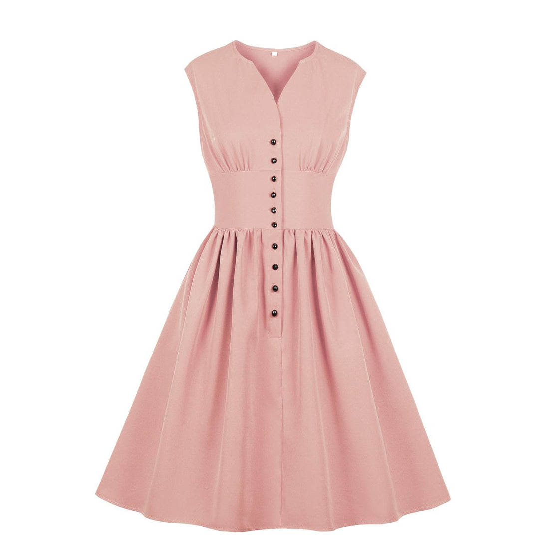 Vintage Button Floral Print High Waist Dresses-Vintage Dresses-Free Shipping at meselling99
