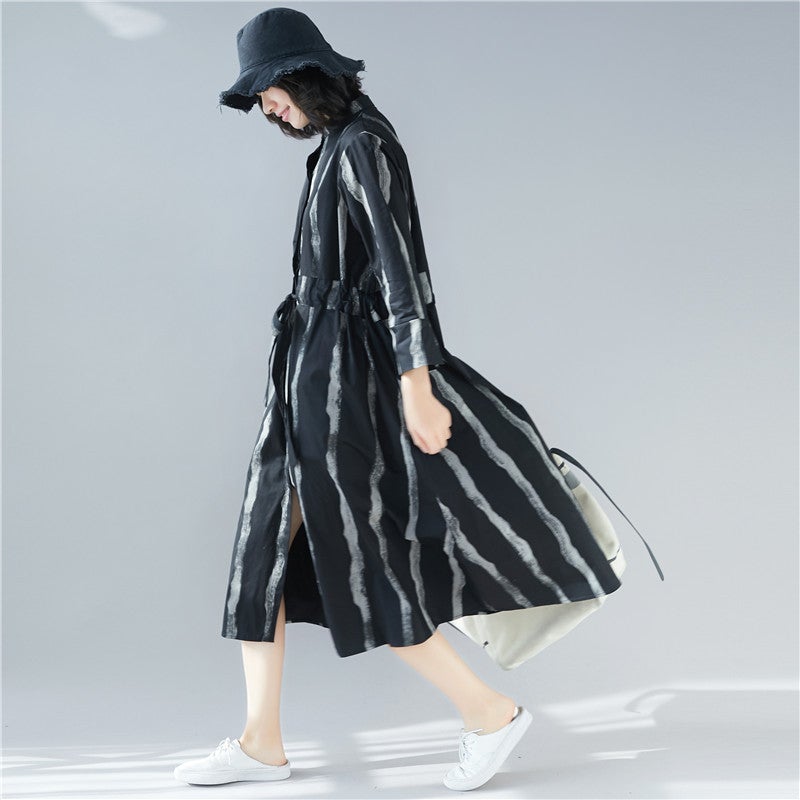Black Linen Plus Sizes Shirt Midi Dresses-Dresses-Free Shipping at meselling99