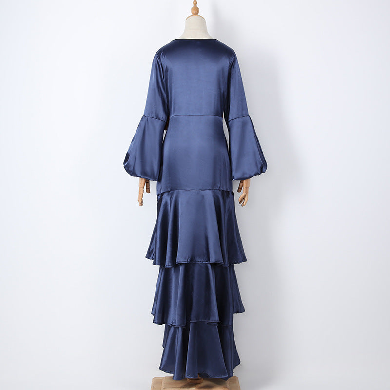 Sexy V Neck Bow Design Long Evening Party Dresses-Dresses-Free Shipping at meselling99