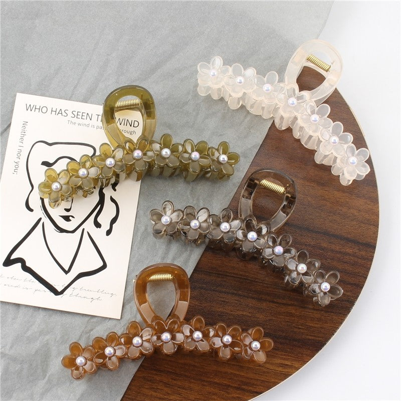 Small Flower Solid Color Claw Clip