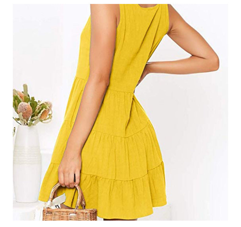 Summer Button Sleeves Daily Dresses