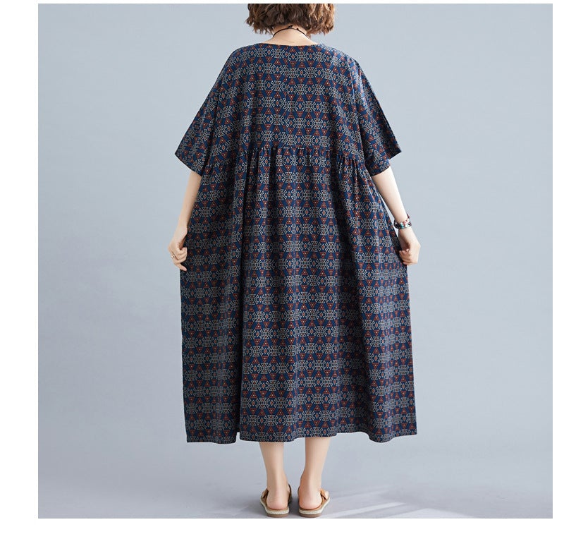 Vintage Linen Plus Sizes Summer Long Maxi Dresses-Dresses-Free Shipping at meselling99