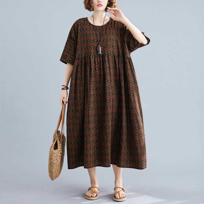 Vintage Linen Plus Sizes Summer Long Maxi Dresses-Dresses-Free Shipping at meselling99