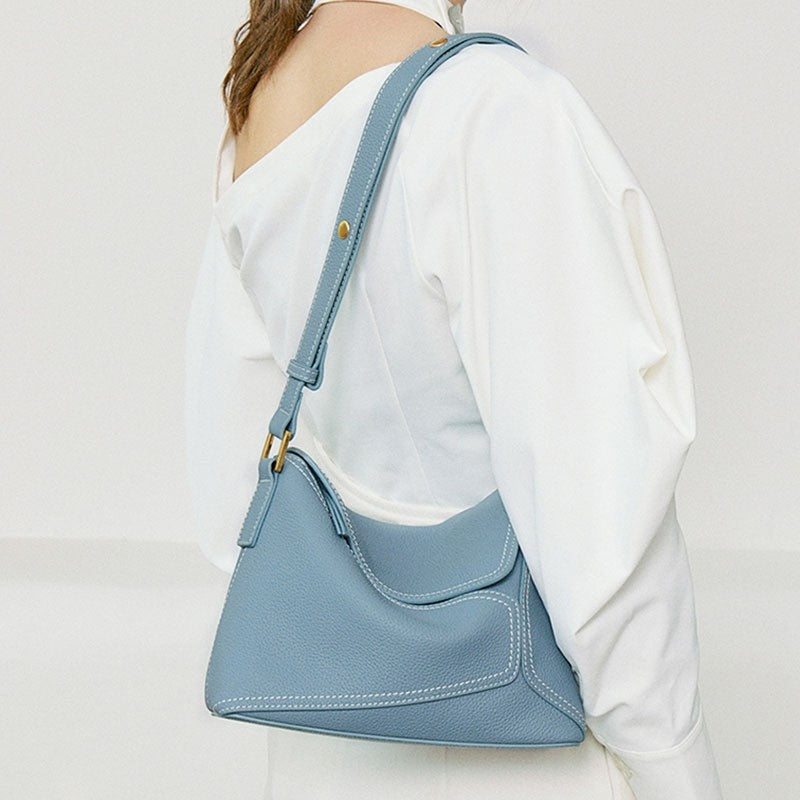 Genuine Leather Geometric Shoulder Bag