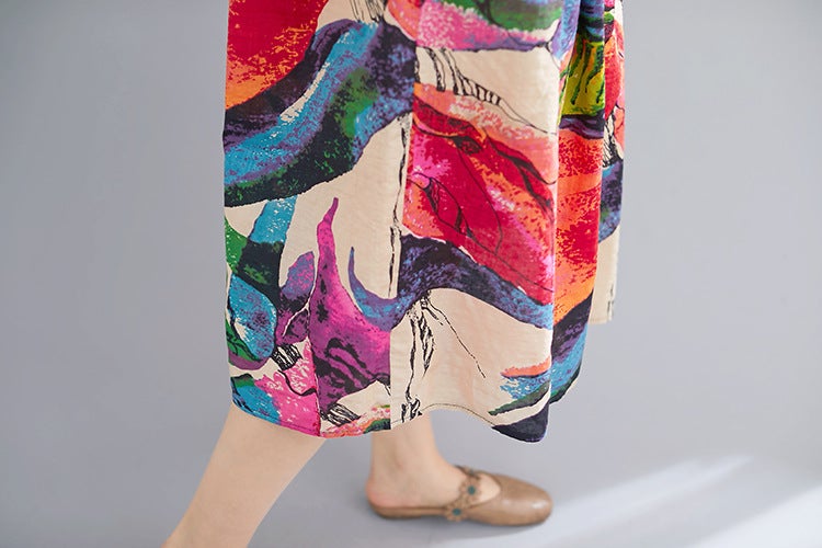 Ethnic Summer Linen Plus Sizes Midi Dresses-The same as picture-One Size-Free Shipping at meselling99