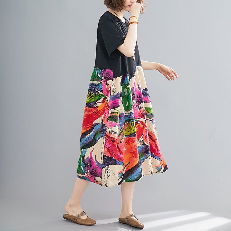 Ethnic Summer Linen Plus Sizes Midi Dresses-The same as picture-One Size-Free Shipping at meselling99